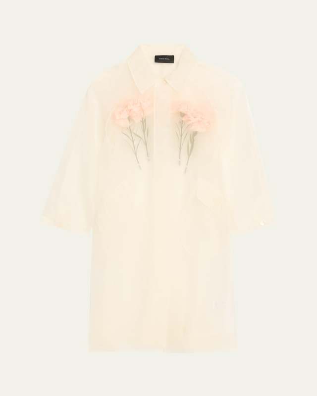 Carnation-Stuffed Sheer Car Coat